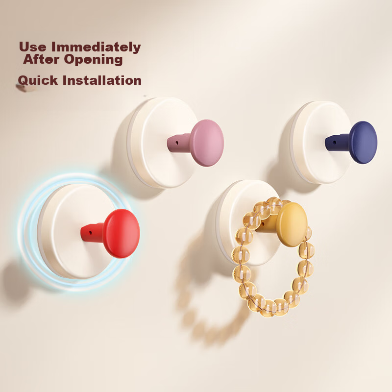 Tiger Sir Dopamine Suction Cup Hooks Entryway No-Drill Key Hat Storage Adhesive Hooks Mixed Colors 4-Pack 3