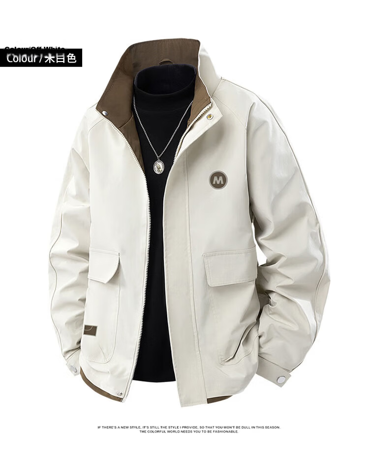 TUCANO Men's Spring Autumn Loose Jacket Stand Collar Casual Retro Workwear Black 4XL 13