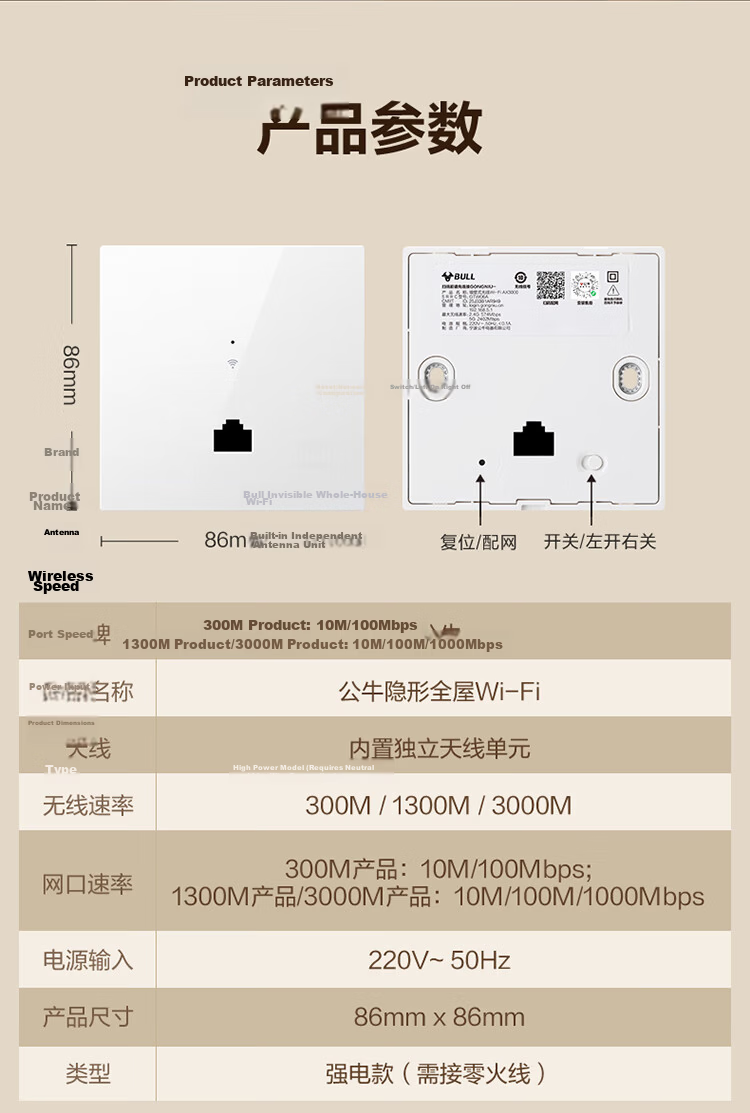 BULL Wall AP Wireless WIFI Socket Computer Network Router GTW04A Ivory White Panel (Requires Socket) 21