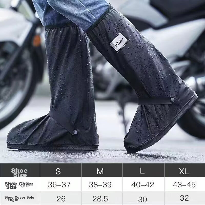 Minggu Waterproof Shoe Covers Rainproof Non-slip Thickened Wear-resistant Sandproof 360 Full Coverage PVC High Tube 40CM Size S 12