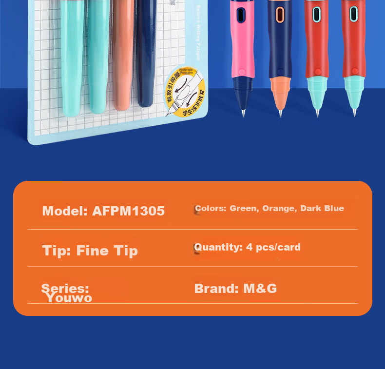M&G Stationery Student Erasable Fountain Pen Set (1 Fountain Pen + 1 Ink Converter + 6 Ink Cartridges, 3.4mm Diameter) Pure Blue Ergonomic Grip, Children's Back-To Writing Pen, Pink HAFP2017 14