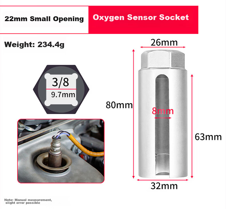 Kuanteng Car Front Oxygen Sensor Removal Tool Socket Wrench Adapter 22mm Open-End Wrench for Volkswagen 6