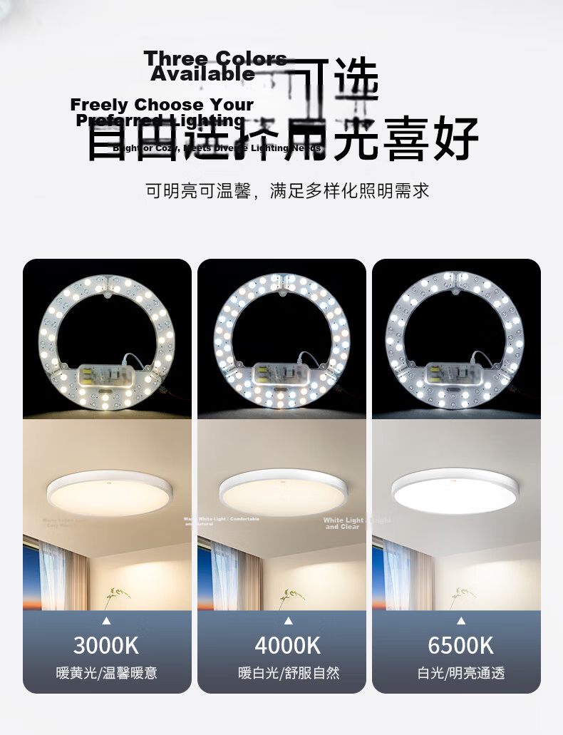 FSL Foshan Lighting LED Ceiling Light Core Replacement Magnetic Suction Lamp Panel SMD Retrofit Light Board Energy-saving Round Tube 36W Cool White 8