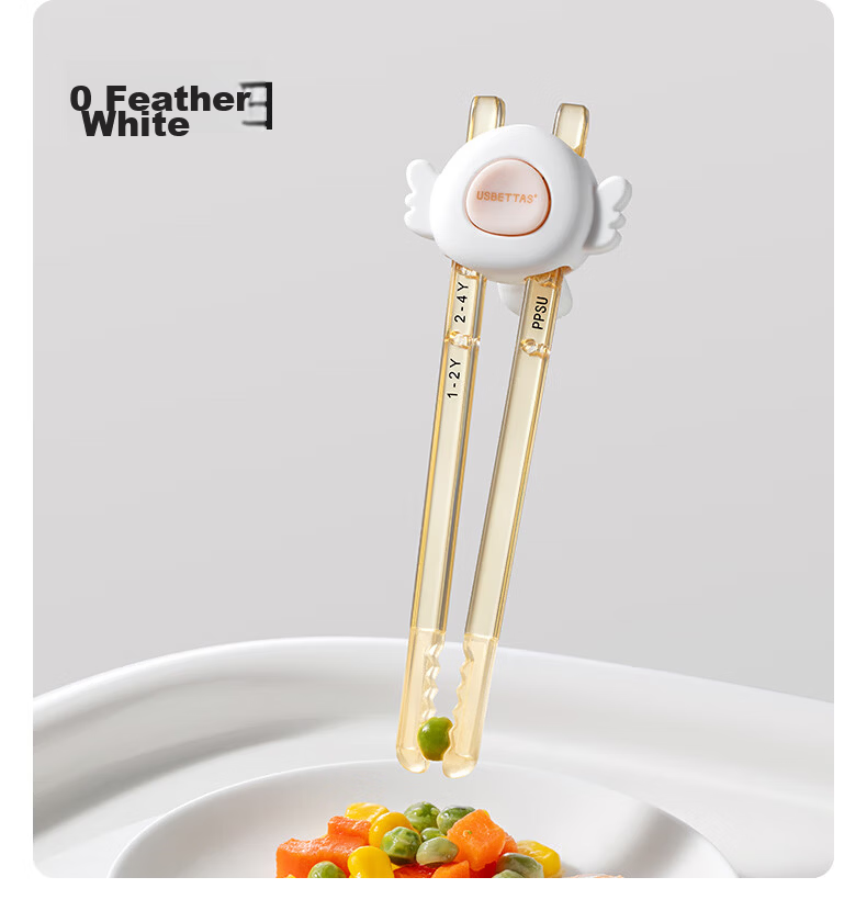 Betis Children's Training Chopsticks for Ages 1-6, Baby Learning Practice Chopsticks with Winged White Design 19