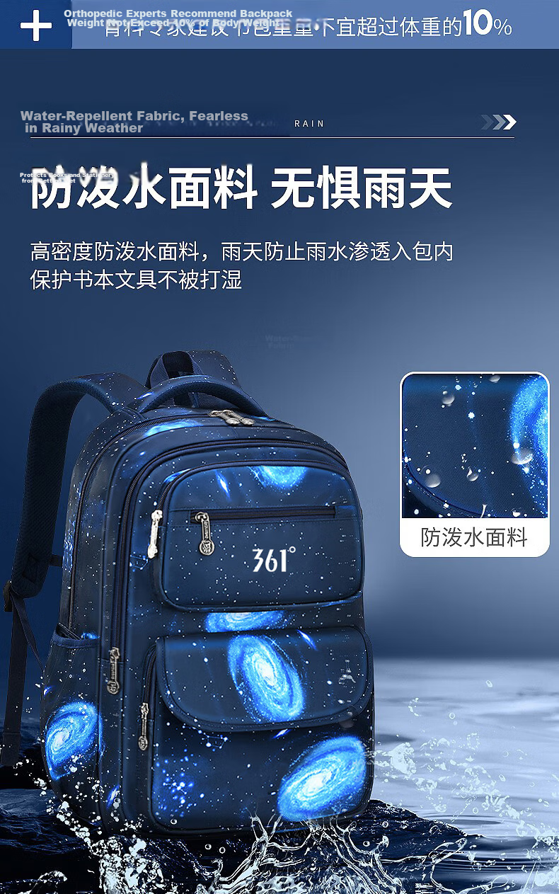 361° Student Backpack Boys Grades 1-6 Large Capacity School Bag Kids Lightweight Ergonomic Backpack 4