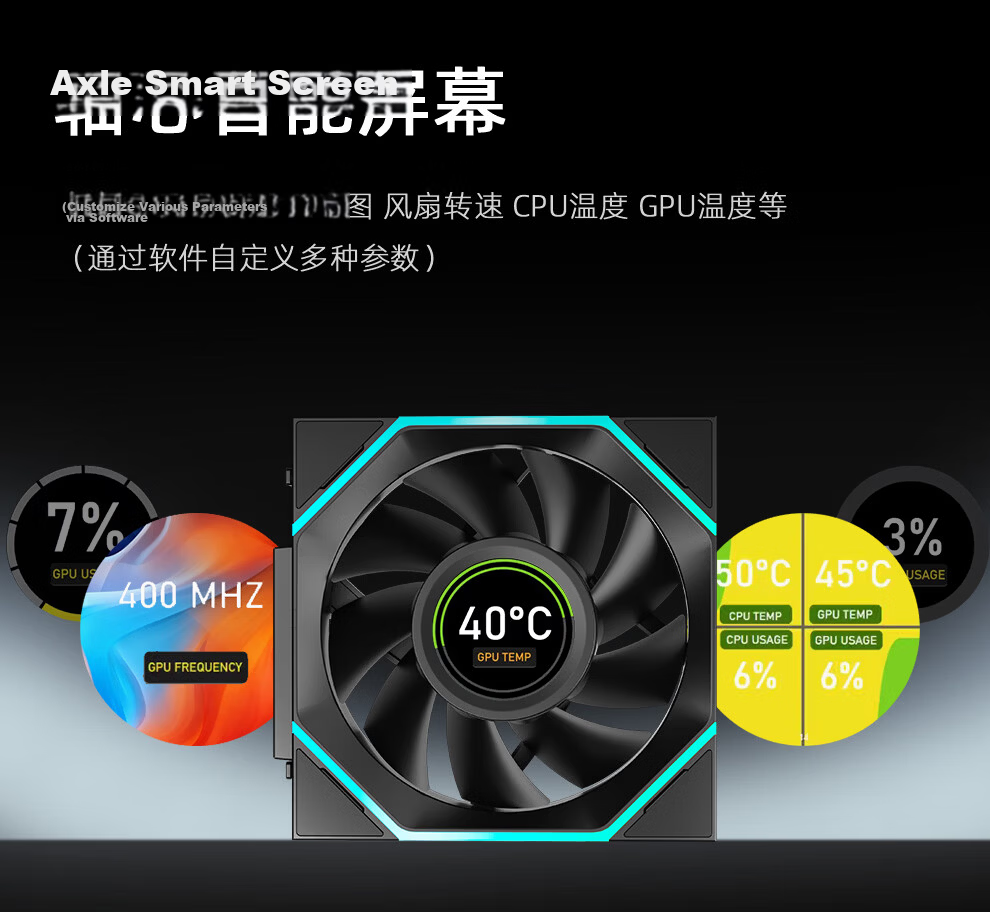 Jungle Leopard Interstellar Building Blocks V4 LCD [Black Reverse Leaf] Screen Display Fan with Connector 5