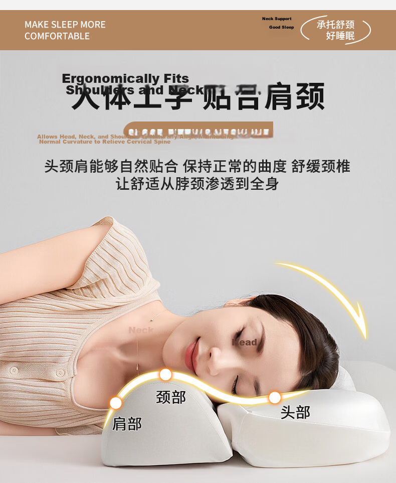 Grace Class A Ergonomic Neck Pillow for Adults Deep Sleep Removable Soft Cervical Memory Foam Pillow 35*50cm 5