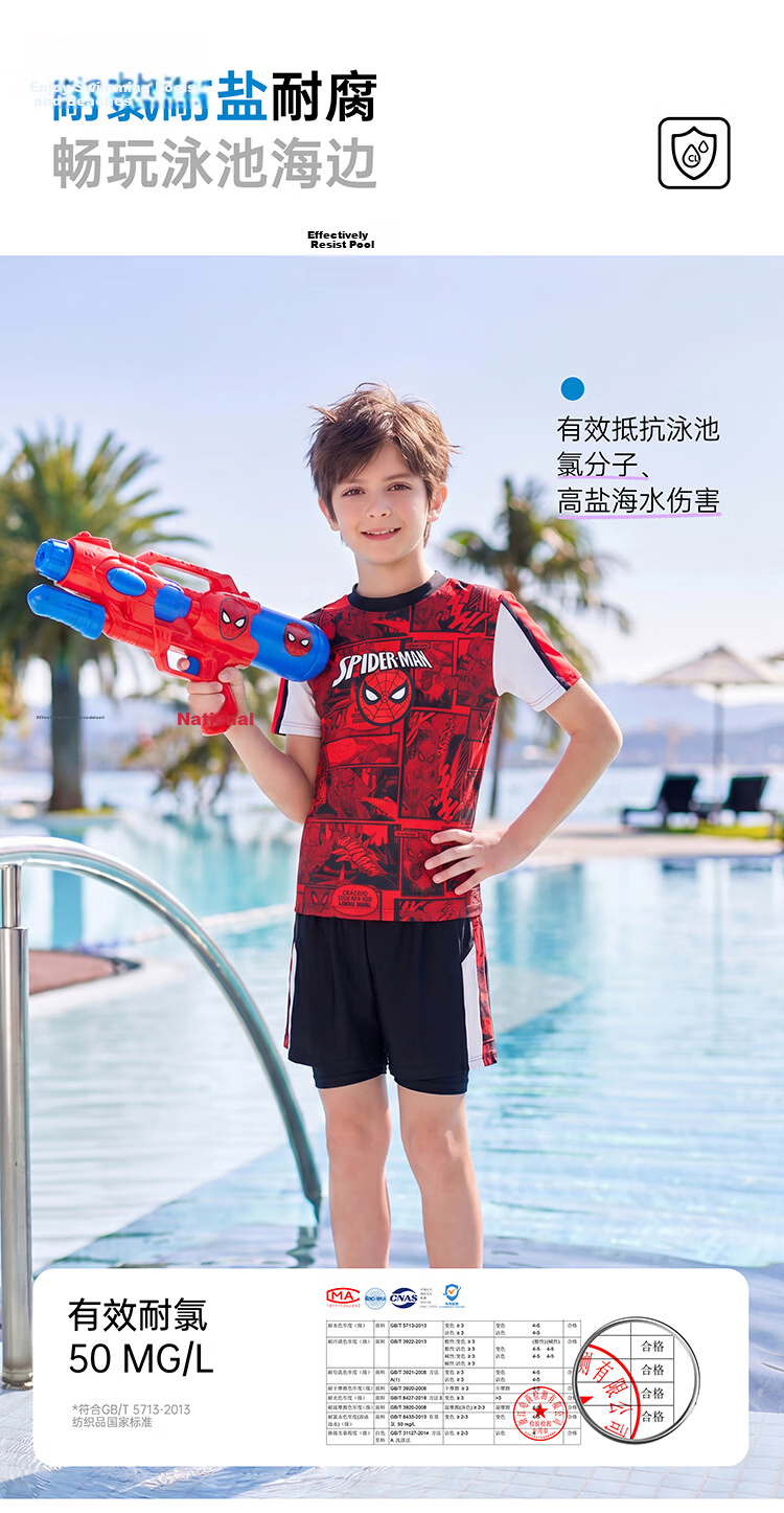 Disney Boys' Sun Protection Swimwear Set Spiderman Red D36075S2I Size 130 9