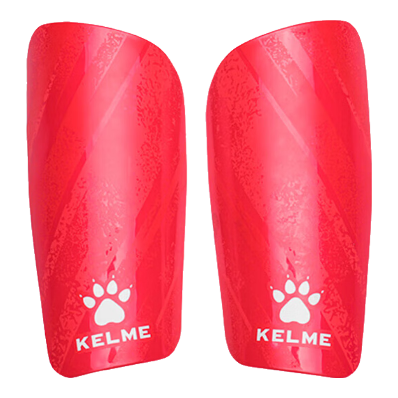 KELME Soccer Shin Guards, Competition Training Leg Protection, Shock-Absorbing Thickened Insert Plate Professional Protective Gear, Red, Size L