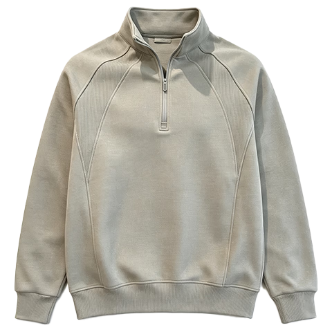 Mark Fairwhale American Heavyweight Patchwork Half-Zip Pullover Sweatshirt Men Spring Autumn New Trendy Loose Fit Slightly Wide Versatile Stand Collar T-Shirt