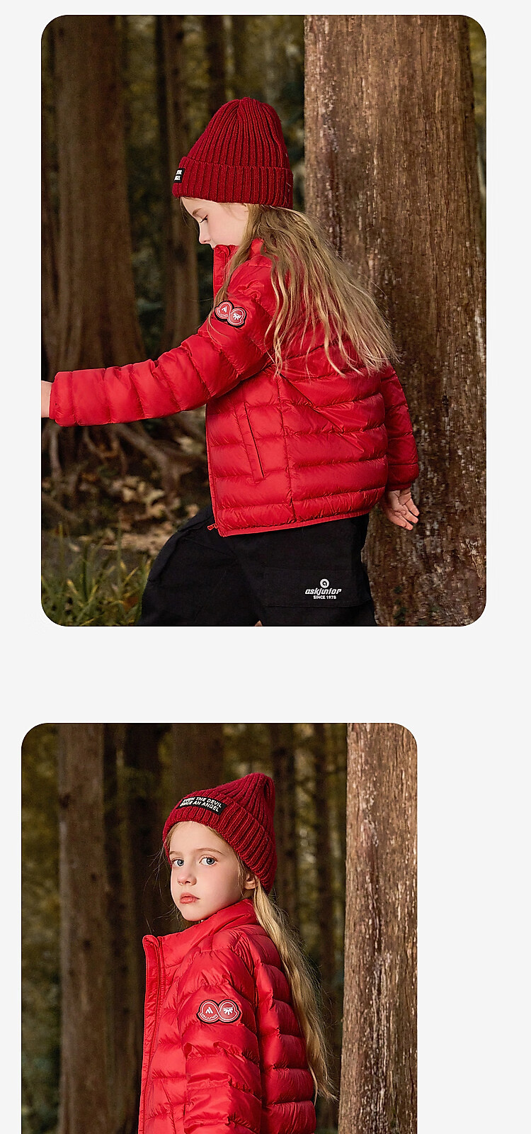 ASK JUNIOR 90% Down Jacket for Men And Women, New Year's Edition, Autumn And Winter Thickened Warm Versatile down Inner Liner Sporty Style, Bright Red, Size 170 13