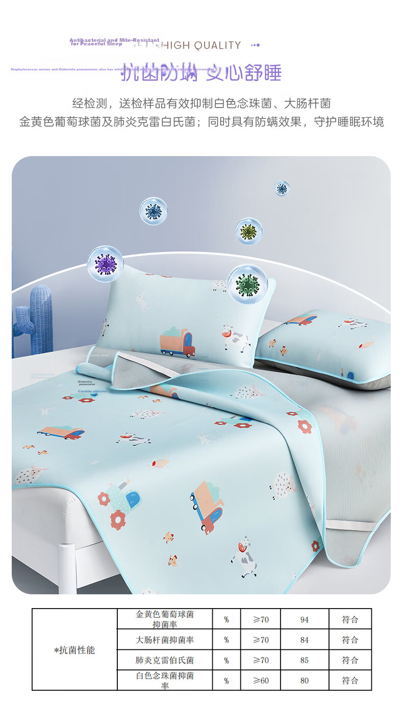 Luolai Children's Cooling Mat Single Piece Baby Class A Washable Antibacterial Mite-Resistant Dormitory Single Ice Silk Cooling Mat 120*195cm 8