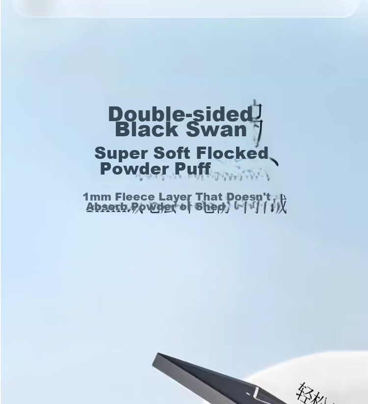 GOOOD 3-Pack Double-Sided Black Swan Flocked Powder Puffs Compatible with NARS CT White Compact Short Velvet Powder Puff Replacement 3