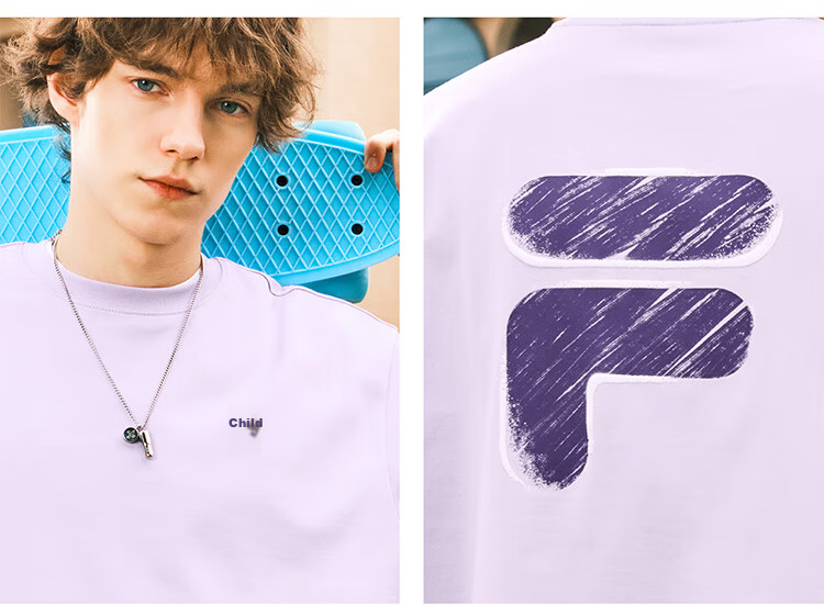 FILA FUSION Fashion Brand Zhang Hao Couple Knit Short Sleeve Shirt 2026 Spring Casual Loose Pure Cotton T-Shirt 70