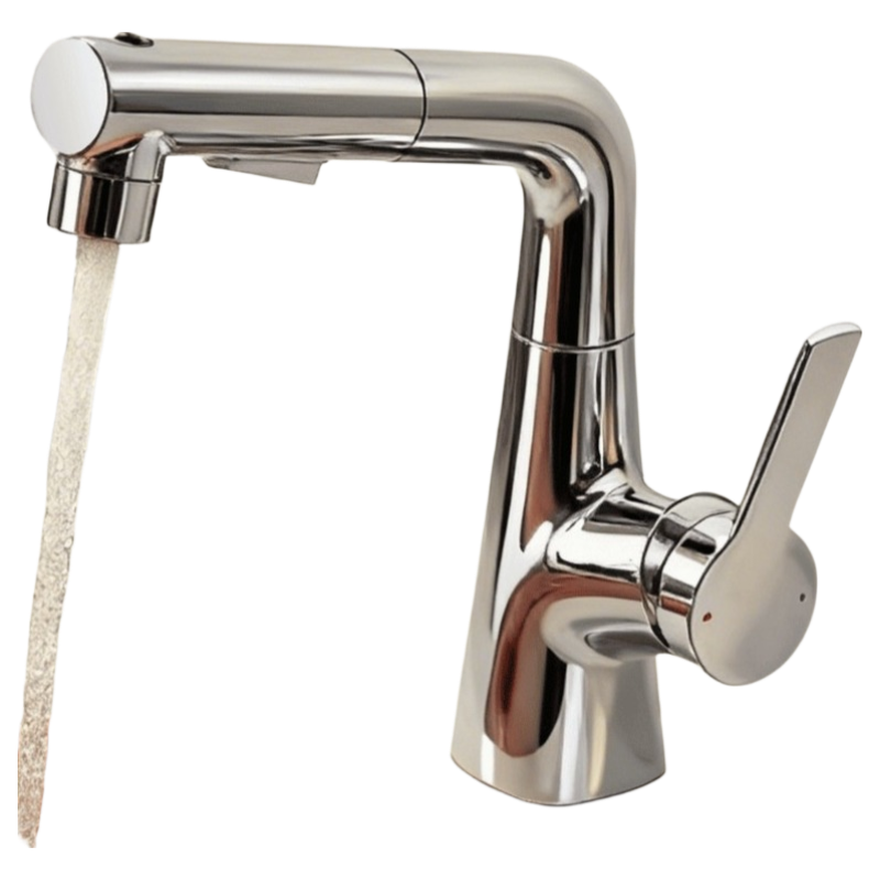 JD Jingzao Basin Faucet Lift Pull-Out Hot and Cold Bathroom Sink Tap 3 Spray Modes Electroplated