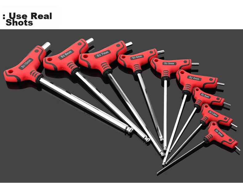 Kuanteng T-Handle Professional Hex Key Wrench Set 6-Sided Hexagon Screwdriver High Hardness Extended Hex Industrial Grade Tool 4