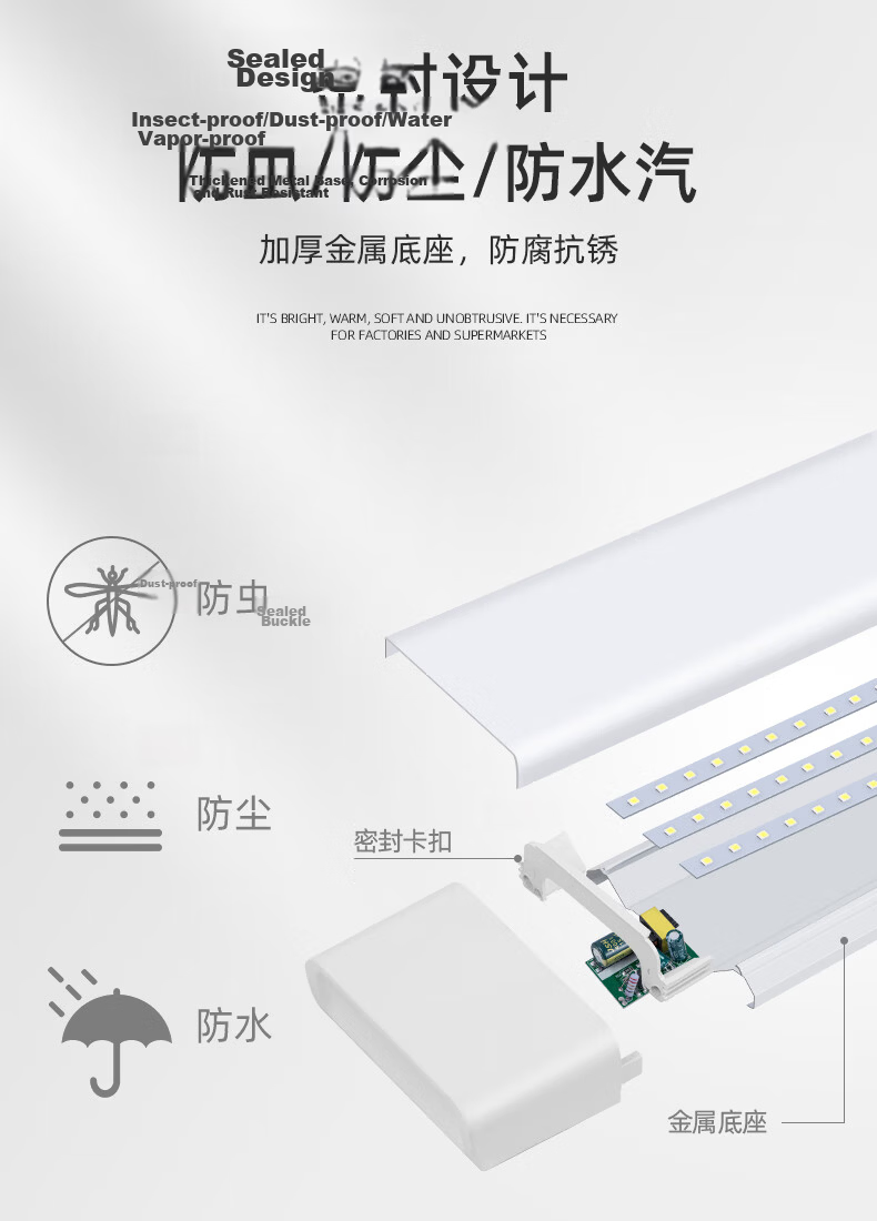 CANMEIJIA Integrated LED Tube Complete Bracket Linear Waterproof Ceiling Energy-Saving Warehouse Project Daylight Purification Light 12