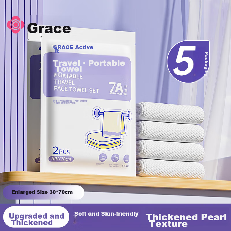 Grace Disposable Facial Towels 7A Antibacterial Travel Portable Extra Large Thickened 10-Pack