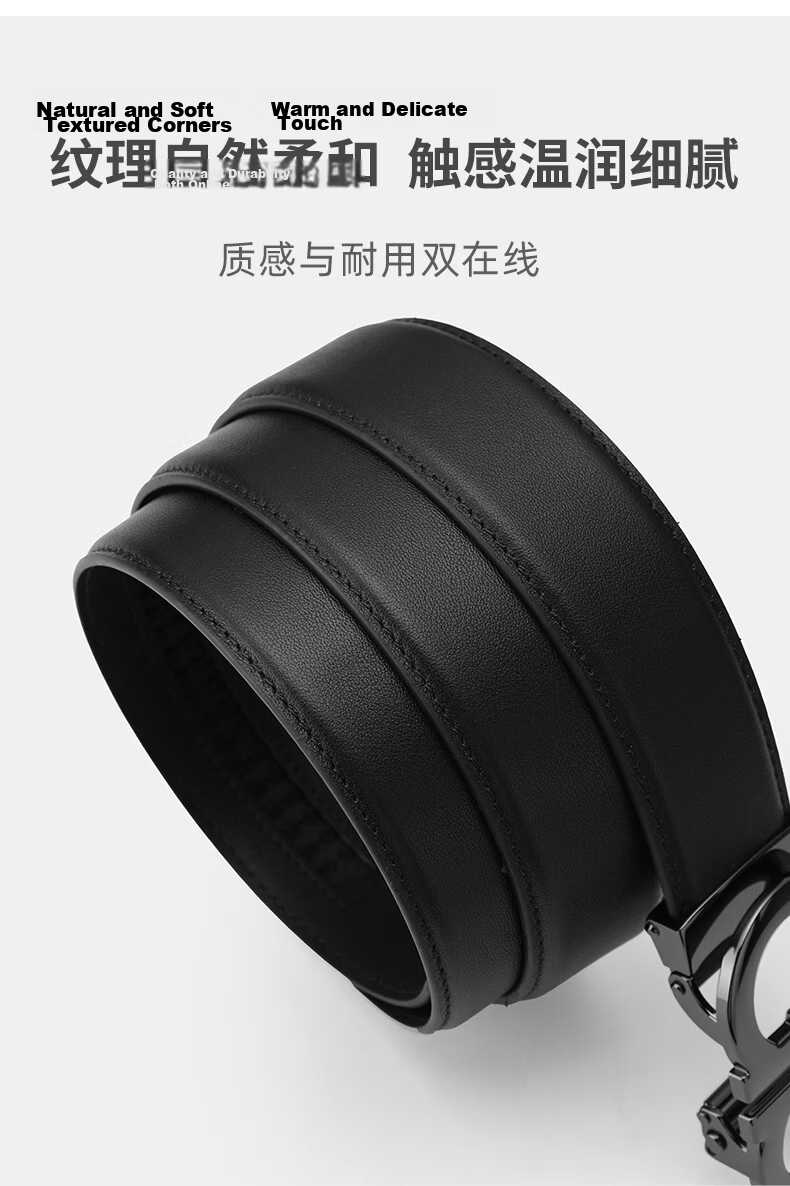 Calermkeens Men's Genuine Leather Belt 2026 New Cowhide Business Casual Automatic Buckle Waist Belt Birthday Gift 12