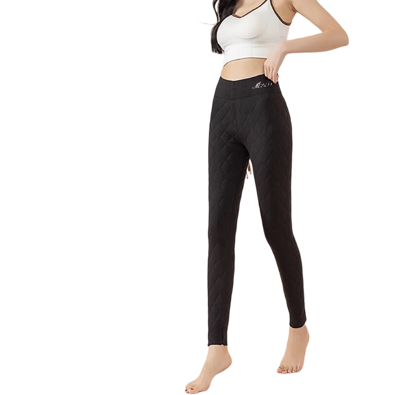 LangSha 100% Wool Thermal Underwear for Women, Autumn And Winter Fleece-Lined Thick Cotton Pants, High-Waist Plus Size Slim-Fit Base Layer Leggings