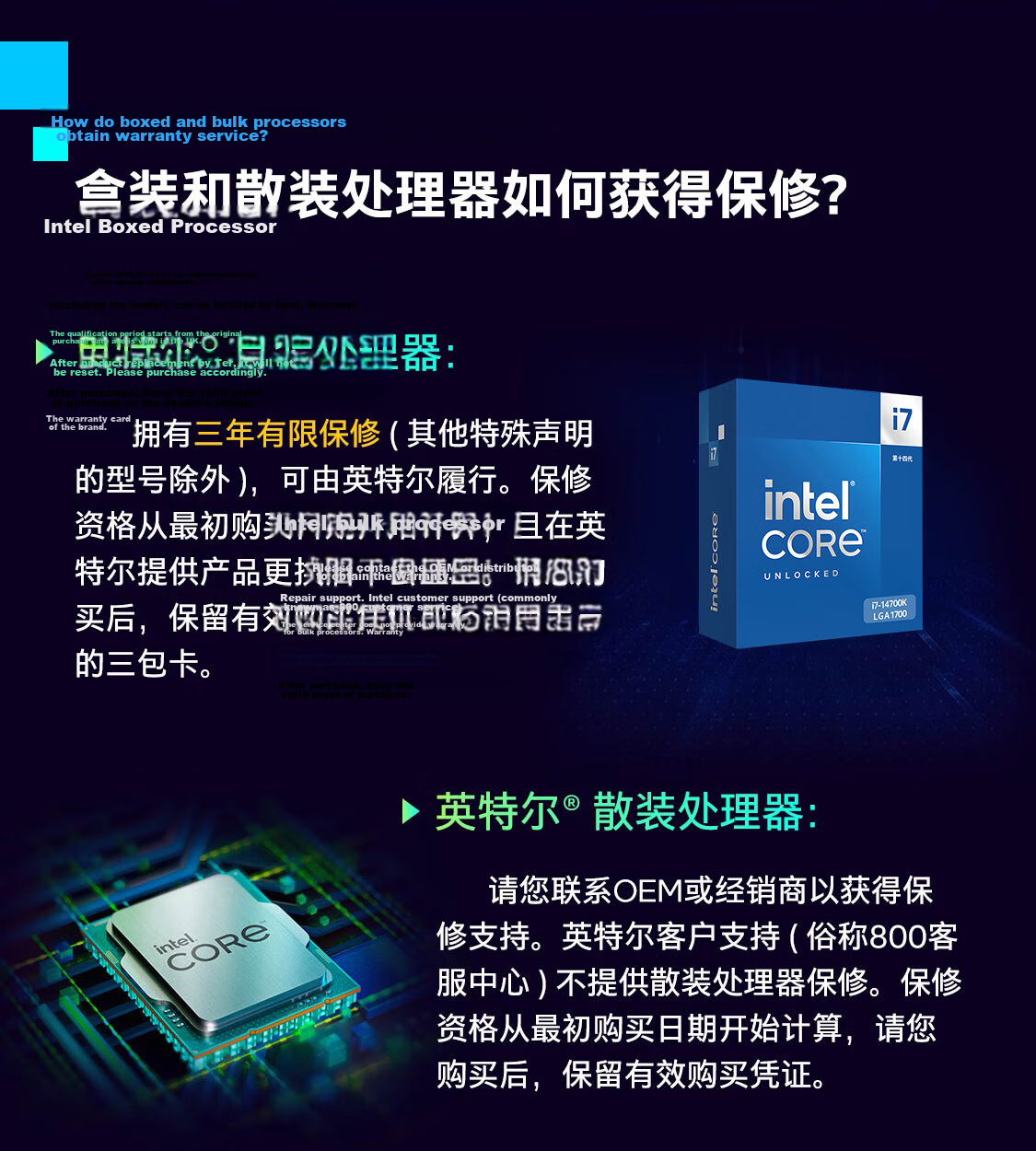 Intel Core i7-14700K 14th Gen 20-Core 28-Thread Desktop CPU Boxed Processor Five-Year Warranty Gaming Office 3