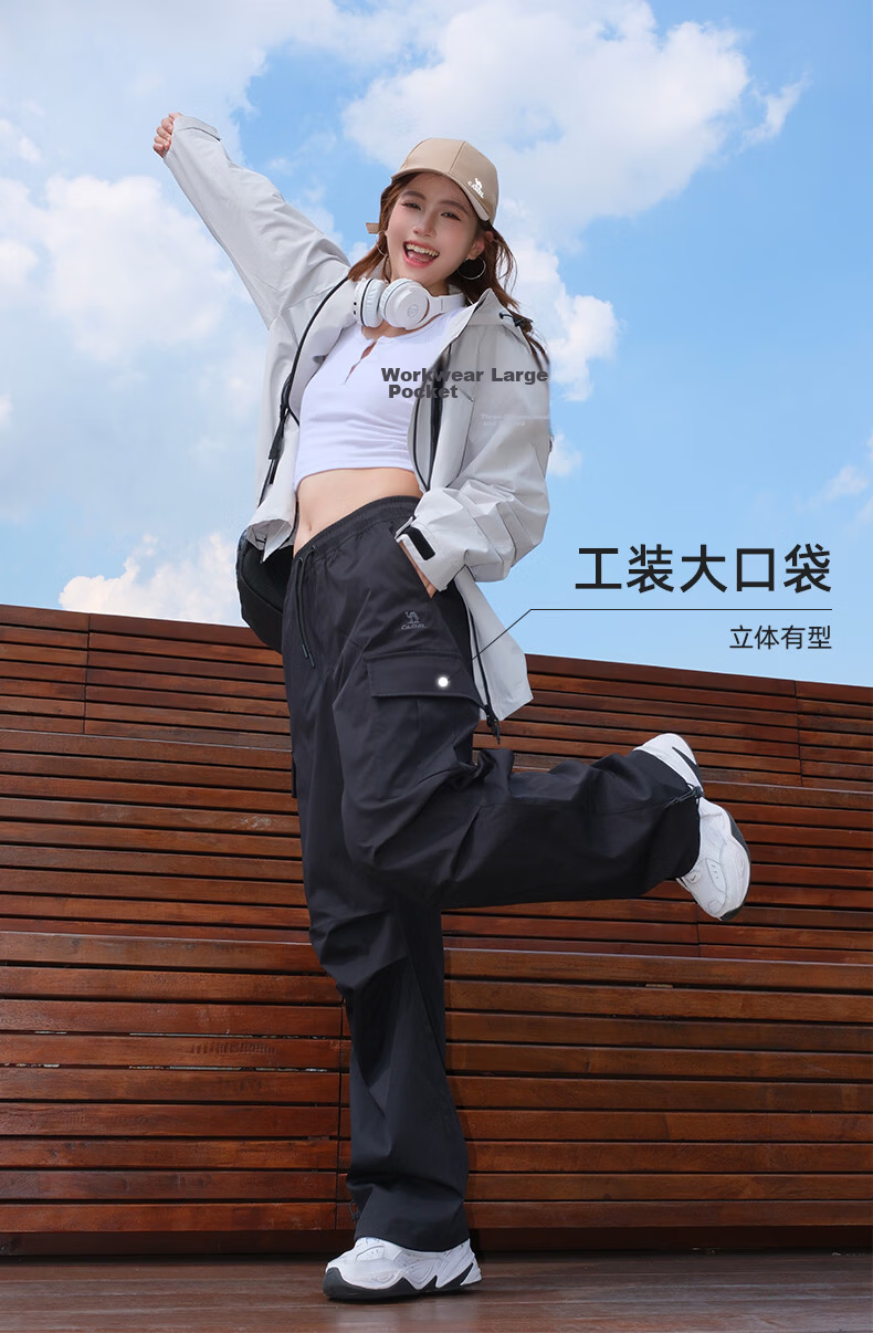 CAMEL Women's Straight-Leg Woven Workwear Waterproof Cargo Pants C24CA6L6619A Wushan Gray L 6