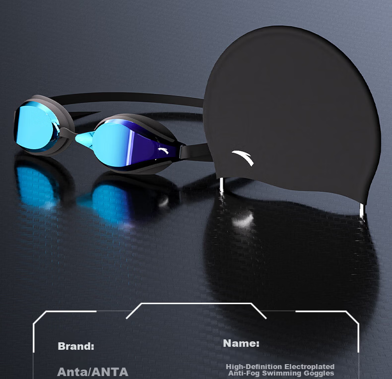 ANTA Zhang Yufei Edition Nano Long-Lasting Anti-Fog Coated Racing Swimming Goggles Orange Green Plano 8