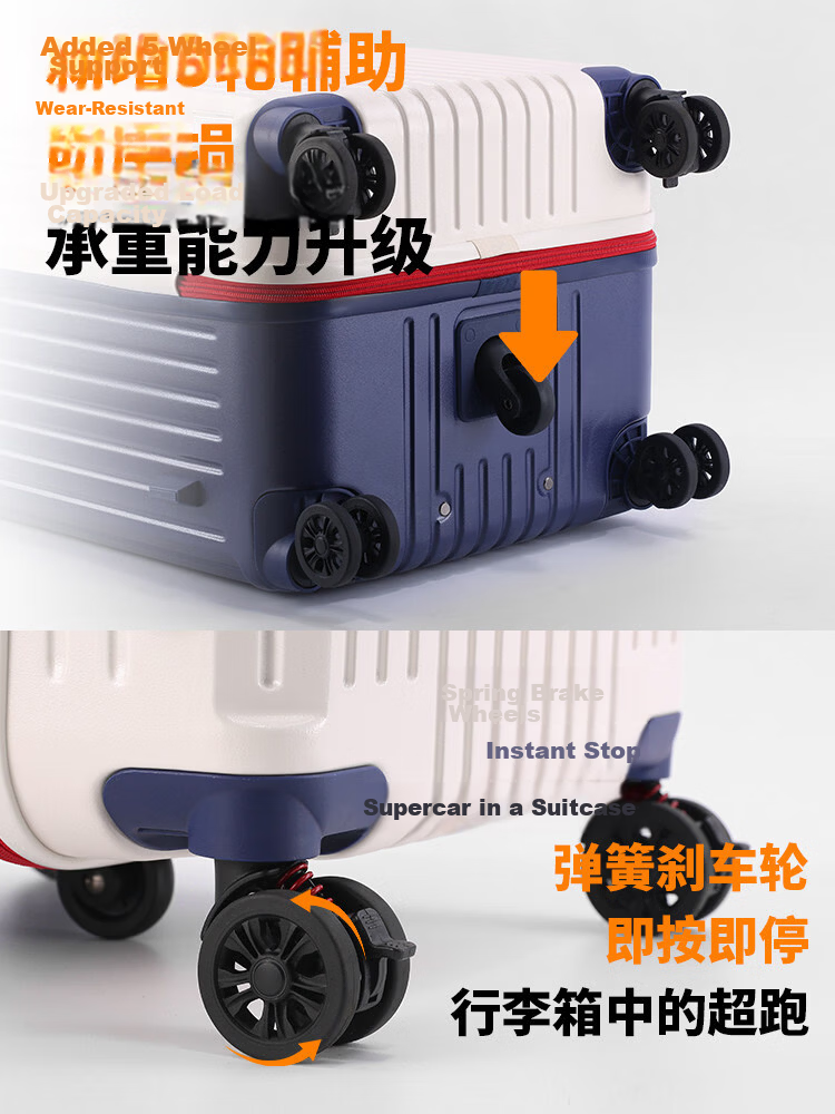 SGG Large Capacity Girls' Luggage Cute Travel Suitcase Thickened Spinner Wheels White 30 Inch 17