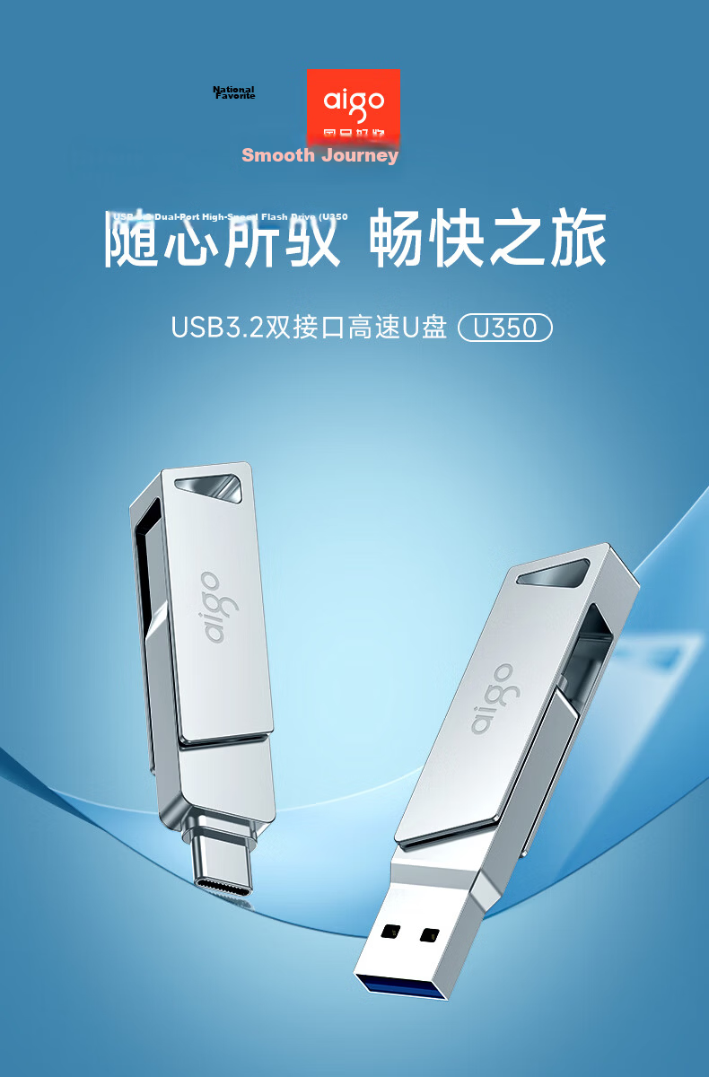 Aigo 128GB Type-C Car USB Drive Mini Compact C3C 450MB/s Read Speed Car Sentinel USB Drive Dash Cam USB Drive High-Speed Learning Office USB Flash Drive 4
