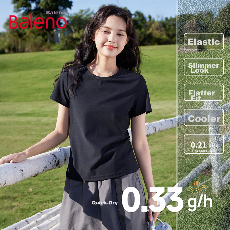 Baleno 5A Antibacterial Quick-Dry Slim Fit T-Shirt for Women, New Cool Breathable Sports Running Yoga Fitness Short Sleeve Top