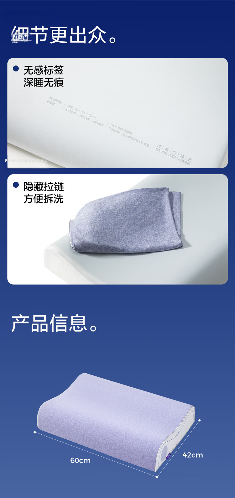 NetEase Yanxuan B03 Blue Stick Deep Sleep Memory Foam Pillow Neck Support Sleep Aid Gift Class A Slow Rebound Antibacterial Pro 60*42*8cm 16