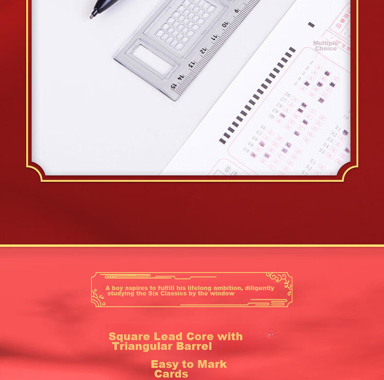 Deli Triple Success Exam Marking Pencil Set 4-Piece 2B Pencil/Lead/Eraser/Marking Ruler Special for High School Entrance Exam S357 6