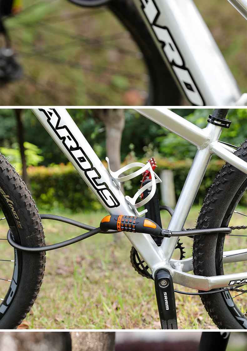 Forever Bicycle Lock Anti-theft 5-Digit Combination Lock Mountain Bike Motorcycle Electric Bike Black Orange 1.2m 12