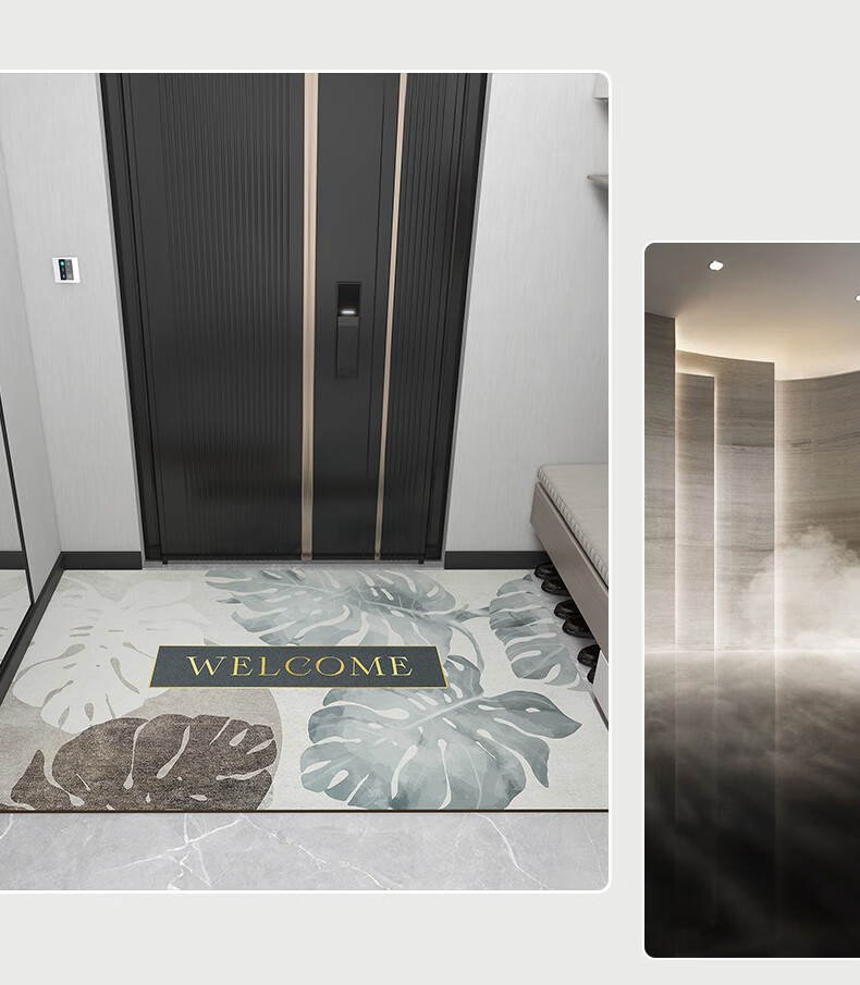 Huaxu Home Entrance Door Mat, Leather Doormat, Foyer Rug, Washable Foot Mat, Cuttable Entrance Mat 4
