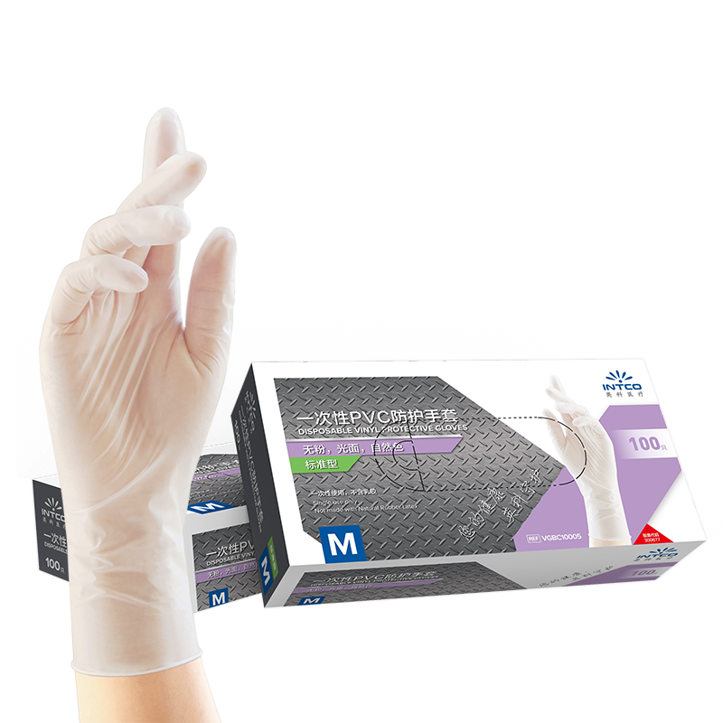 INTCO Disposable PVC Gloves, Thickened Durable Wear-Resistant Work Gloves, 100 Pieces/box, XL Size