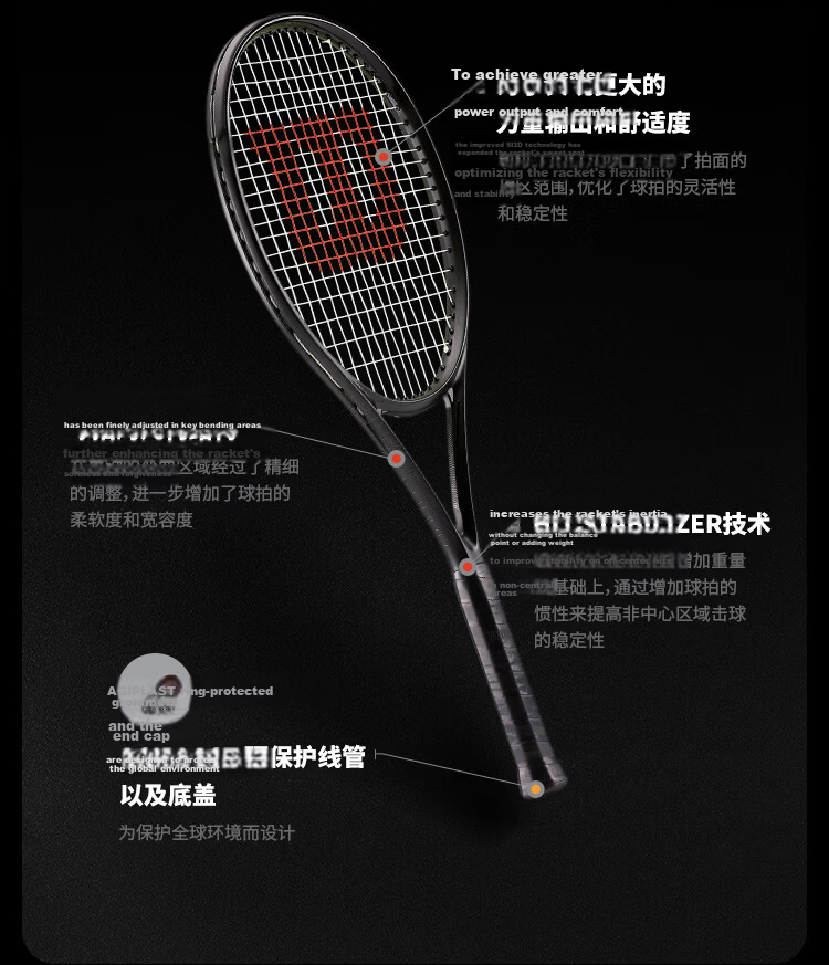 Wilson NOIR Series Black Edition Full Carbon Professional Tennis Racket BLADE 98 V916X19 10