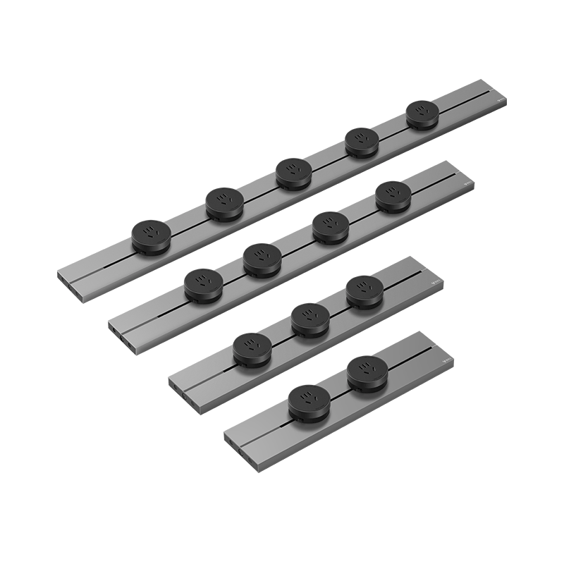 BULL Master Track Socket, Movable Power Strip, Rail-Type Power Outlet, Sideboard Switch Socket Panel, Slim GB3 Model, 41.5 Cm + 2 Five-Hole Titanium Gray