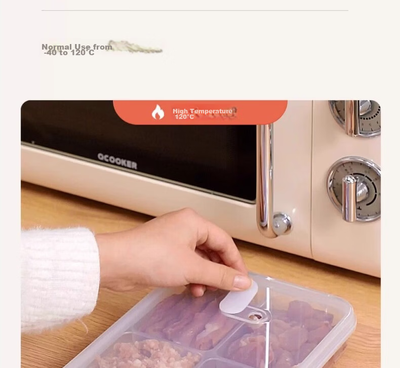 Jialifang Refrigerator Six-Compartment Storage Box Frozen Meat Container Freezer Fresh-Keeping Food Divider Organizer Food Grade 12