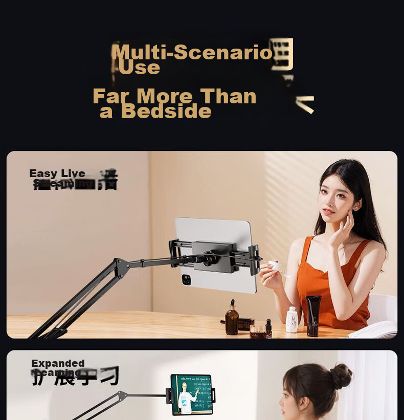 LINGCHEN Tablet Stand, Bedside Phone Holder, Lazy Stand, IPad Desktop Multi-Functional Armrest, Bedside Video Watching, Online Classes, Overhead Shooting, 360° Adjustable Support Stand, LC-CT 24