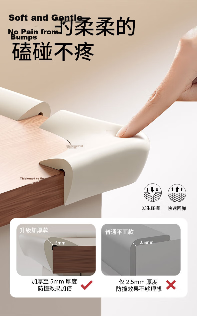 SAFTY DAD Shield Dad Silicone Anti-Collision Strip Baby Non-Sticky Children's Eco-Friendly Non-Toxic Table Edge Protector 3