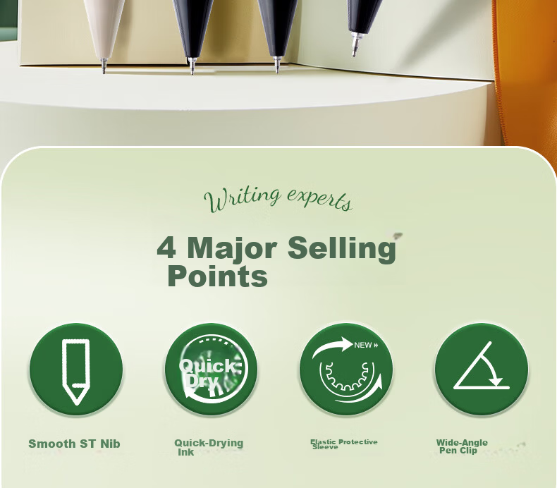 M&G Stationery Silent High-Value 0.5mm Black Retractable Quick-Dry Gel Pen Large Capacity Exam Use 4-Pack AGPJ9607A 3