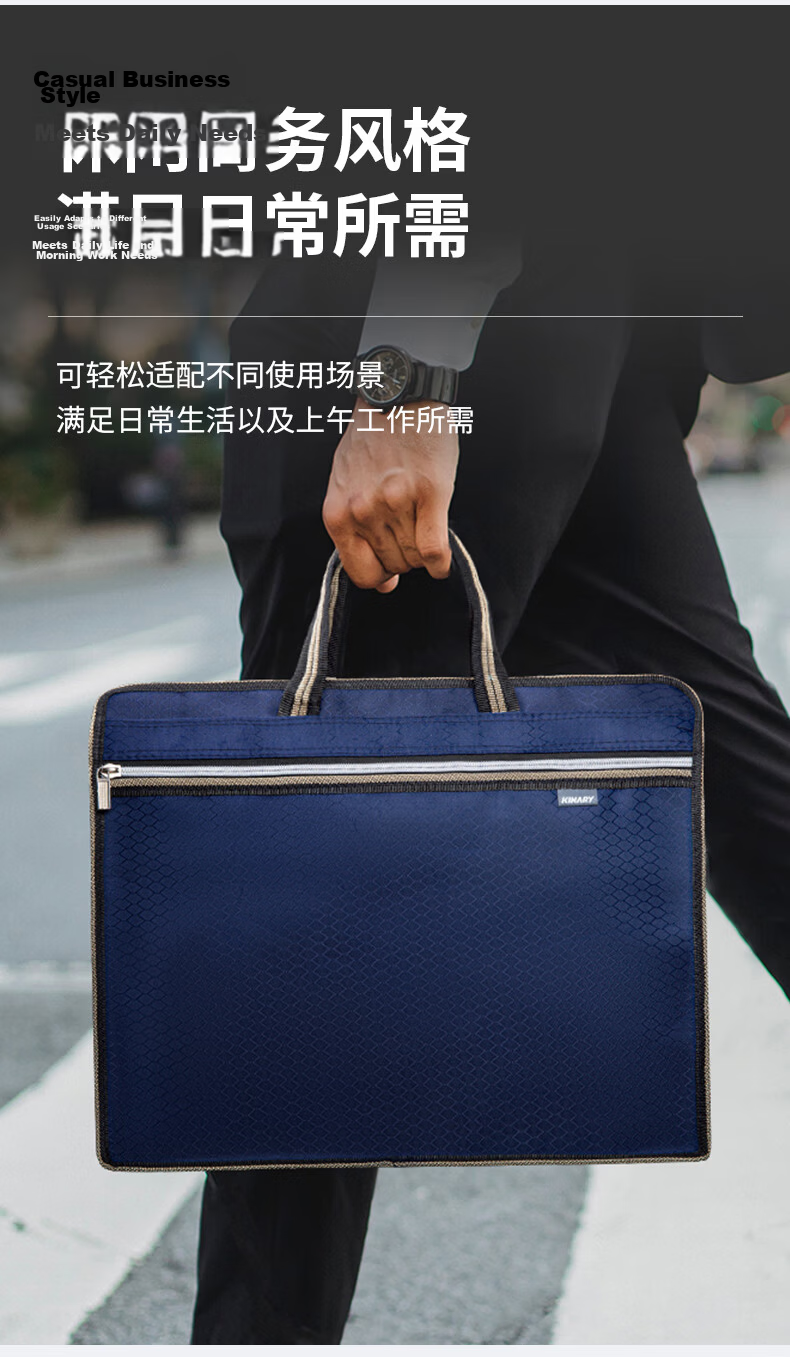 Jindeli Waterproof Oxford Cloth Business Office Briefcase, Thickened Conference Multifunctional Professional Document Bag for Men And Women, Handheld File Bag, Portable Deep Blue DC1916 9