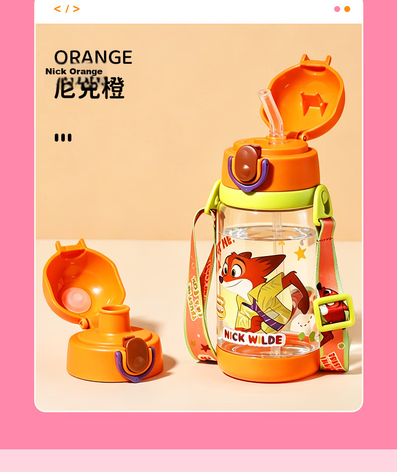 Disney Kids Water Bottle Direct Drinking Anti-Drop School Use Primary Student Kindergarten Water Cup Summer Straw Cup 520ML Minnie 21