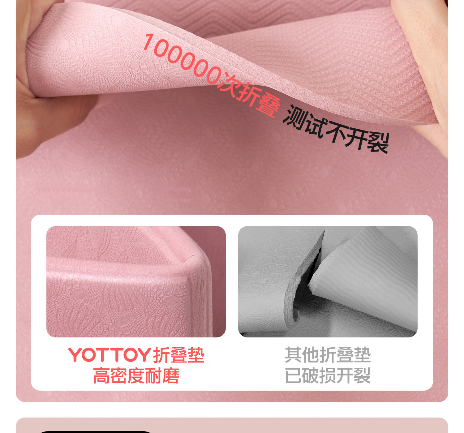 Yottoy Foldable Yoga Mat Portable Student Nap Mat Lightweight Kids Non-Slip Indoor Fitness Mat for Men and Women 17