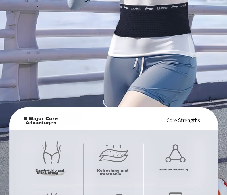 LI-NING Running Waist Bag Men Sports Bag Women Phone Holder Cycling Waist Pack Black L 2