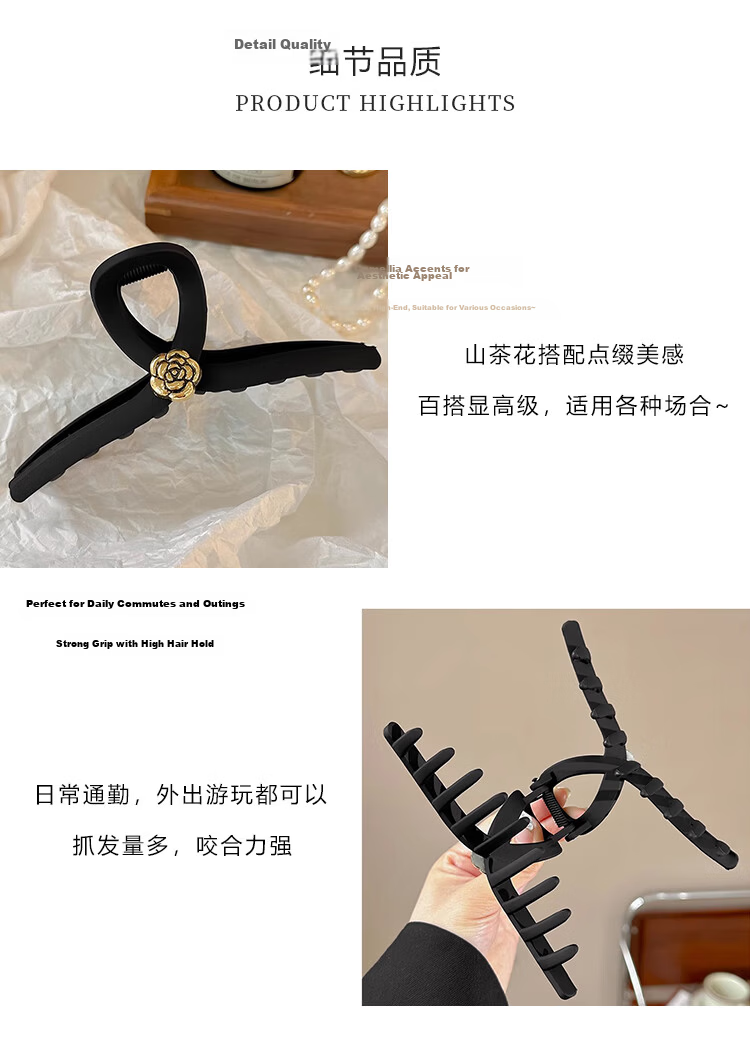 Xiangwan Camellia Hair Clip Medium Elegant Hairpin for Women Back of Head Hair Accessory Birthday Gift 3