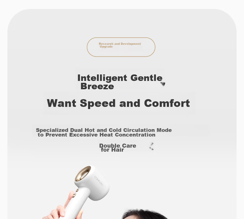 CONFU High-Speed Hair Protection Blower, Hollow Bladeless Household Model, High-Power Strong Airflow Quick-Drying Plasma Non-Damaging Hair Electric Hair Dryer, Birthday Gift, F9 Star Gray 20