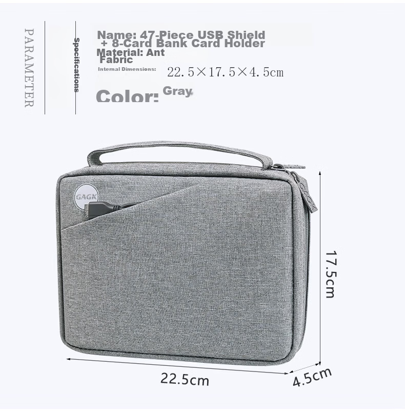 GAGK Corporate Cashier Ukey Waterproof Multi-Compartment USB Drive Storage Bag for 47 USB Drives + 8 Bank Cards 15