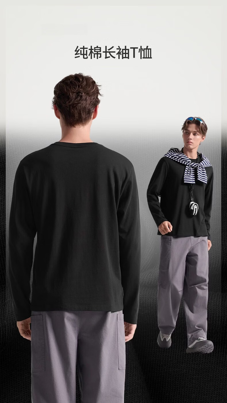 The North Face Unisex Black Cotton Long Sleeve T-Shirt Loose Fit Outdoor Comfortable 8KQ3 JK3 XXL 1