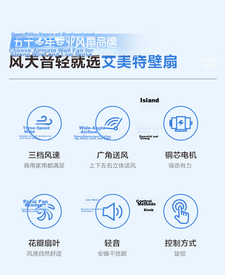 AIRMATE Electric Fan, Commercial Wall-Mounted Fan, Quiet Oscillating Page Fan for Home Use, Restaurant, Dormitory, Canteen, Remote Control Wall Fan X12 2